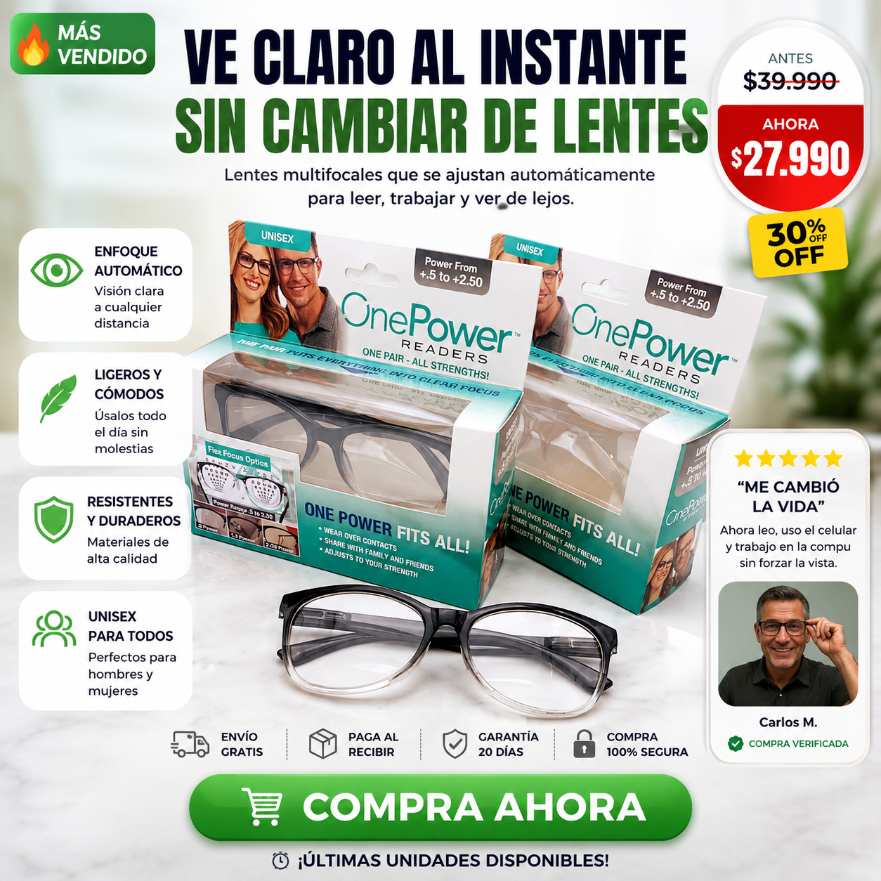 Lente One Power - 👓 Ve Claro al Instante con un Solo Par de Lentes