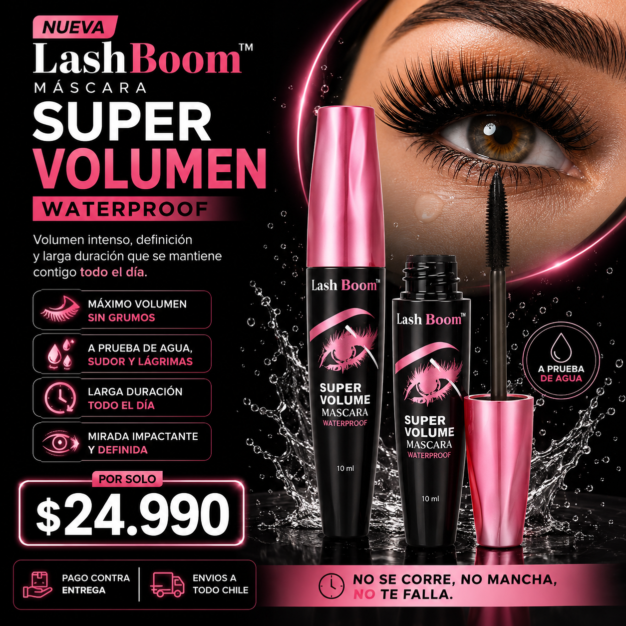 2x1 LashBoom™ Máscara Super Volumen Waterproof