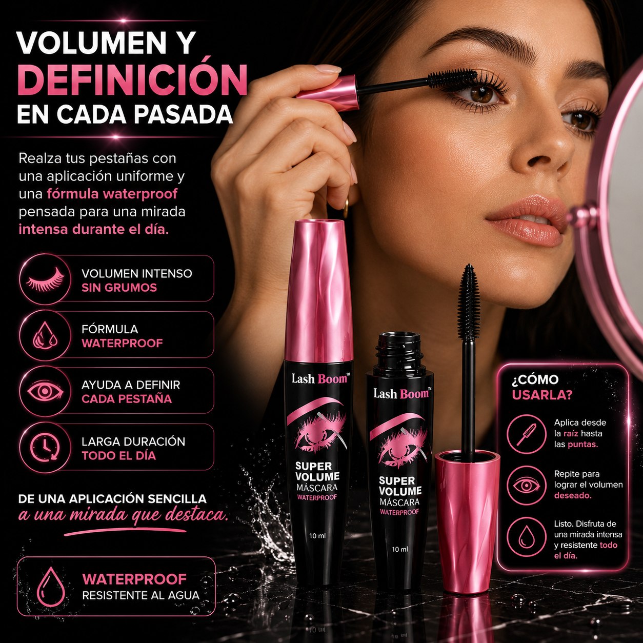 2x1 LashBoom™ Máscara Super Volumen Waterproof