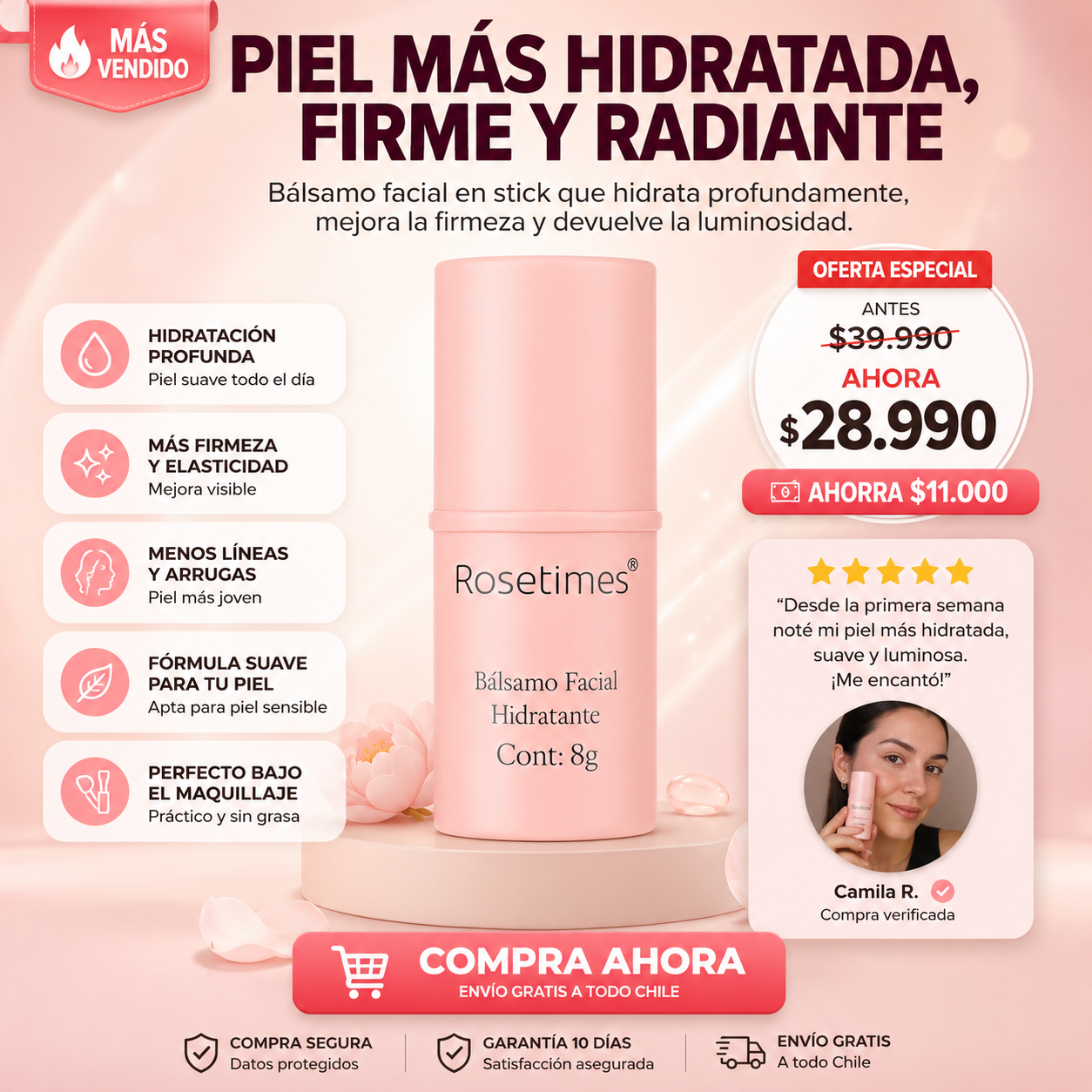 Rosetimes Bálsamo Facial - Hidratante y Antiarrugas