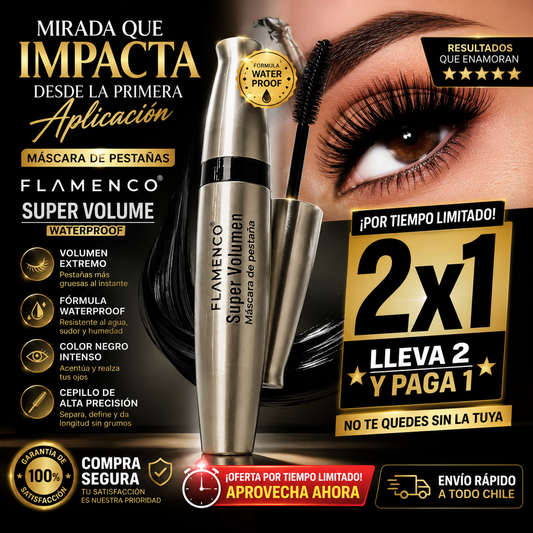 2x1 Máscara de Pestañas - Flamenco Waterproof Super Volume